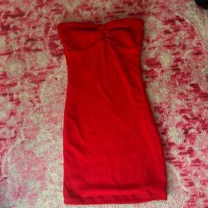 red strapless princess polly dress